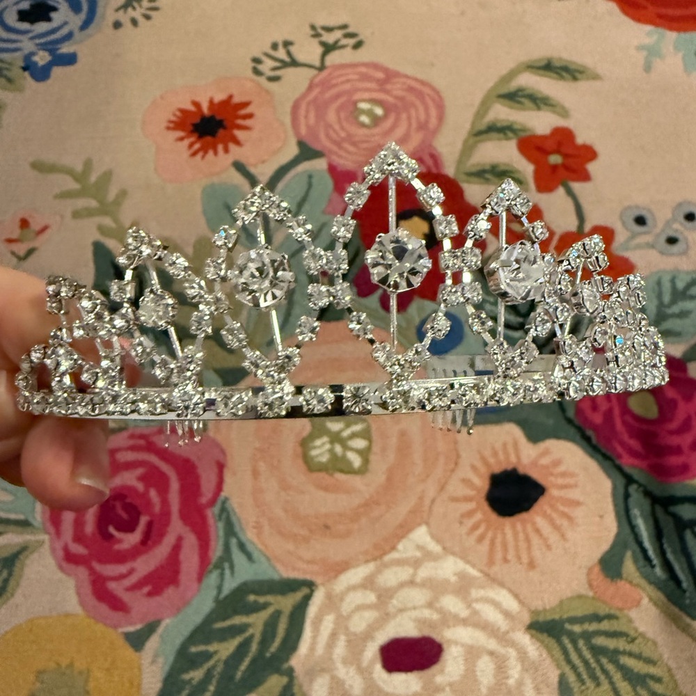 Silver Rhinestone Tiara Crown‎ Wedding Pageant Prom Headpiece with Combs